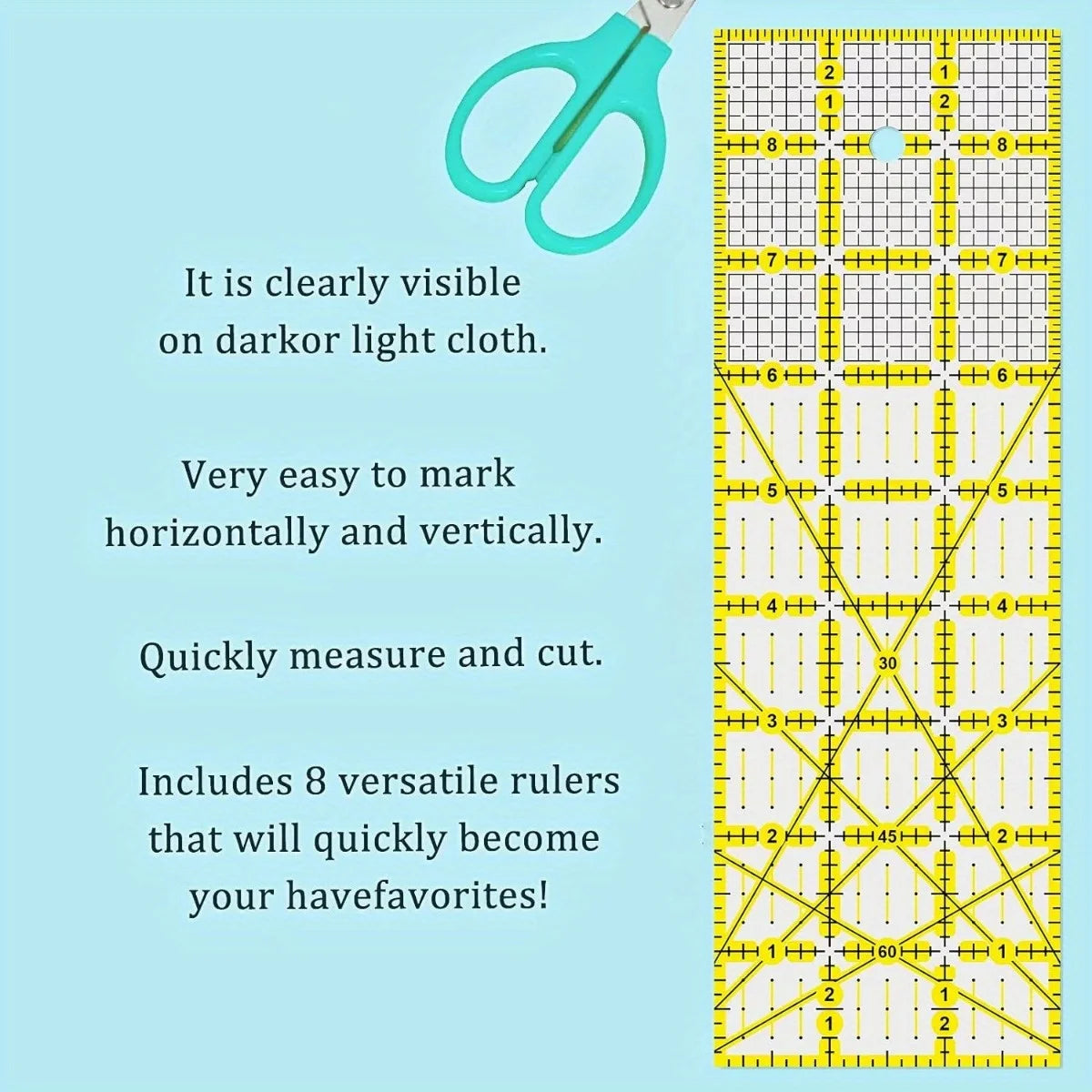 SewSphere – 7 Piece Acrylic Quilting Ruler Kit