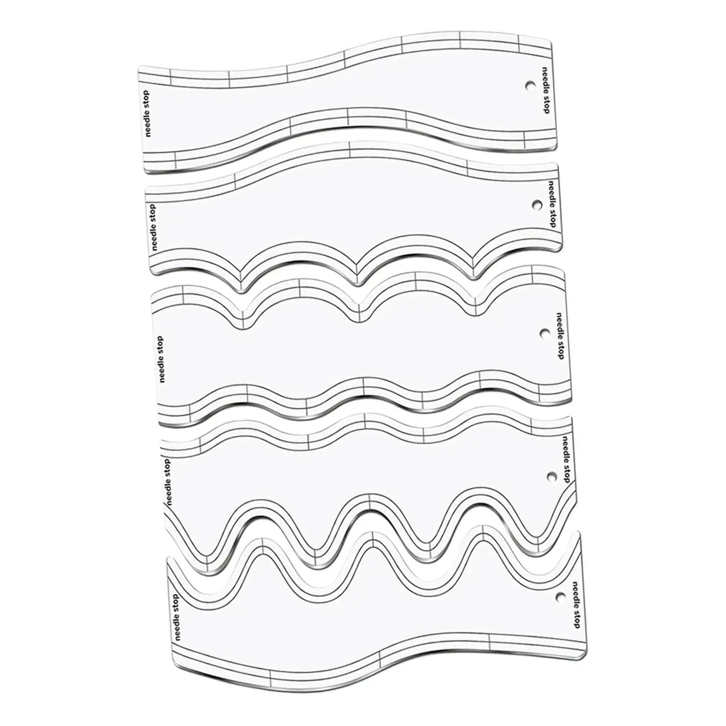 QuiltyFlow – 5-Piece Acrylic Wave Quilting Ruler Set