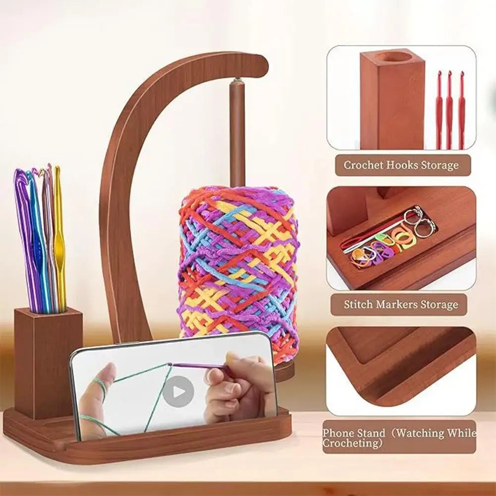 KnitSpare – Wooden Yarn Turntable Organizer