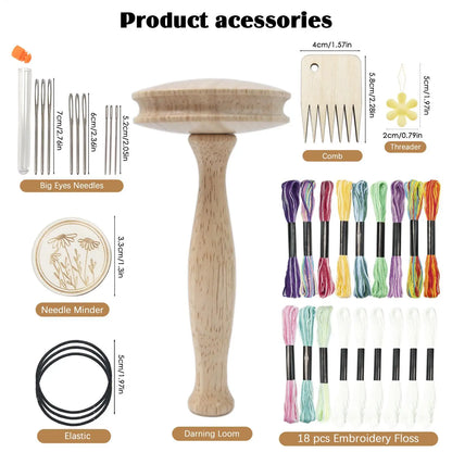 Darnie – Wooden Mushroom Sock Darning & Repair Kit