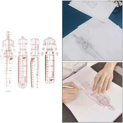 StyleStitch – 4 Piece Fashion Illustration Ruler Set