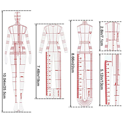 StyleStitch – 4 Piece Fashion Illustration Ruler Set