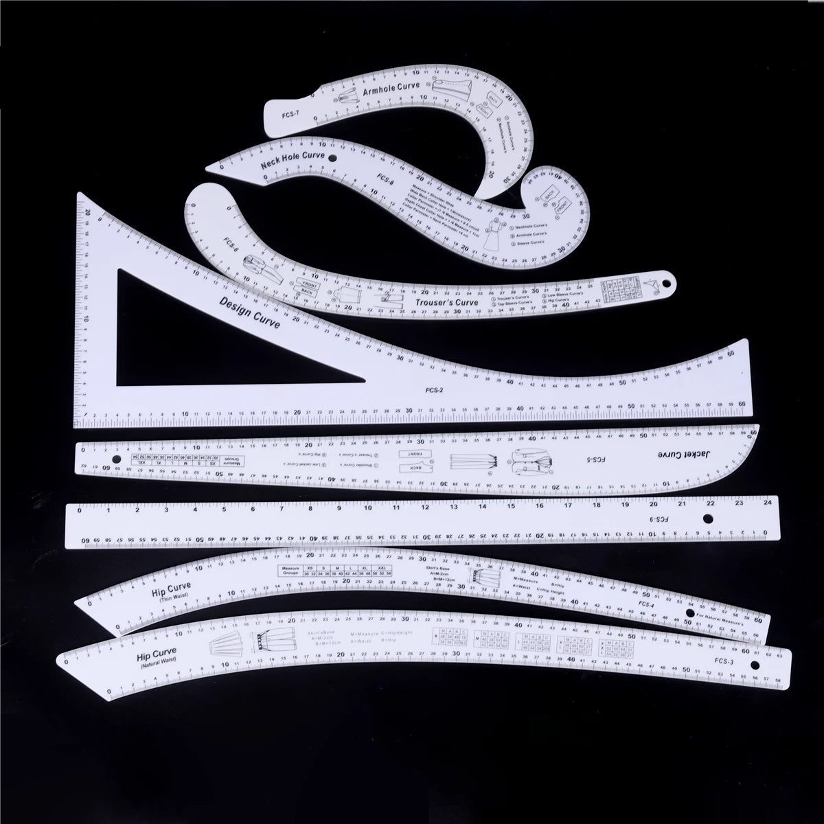 Patterny – 8PCS Acrylic French Curve Ruler Set