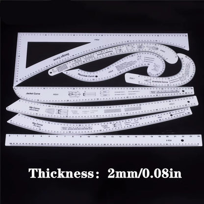 Patterny – 8PCS Acrylic French Curve Ruler Set