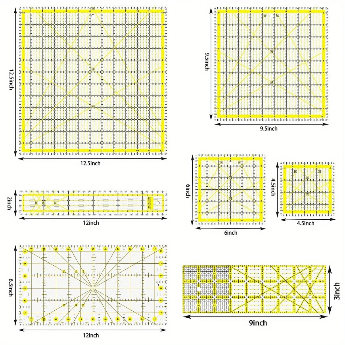 SewSphere – 7 Piece Acrylic Quilting Ruler Kit