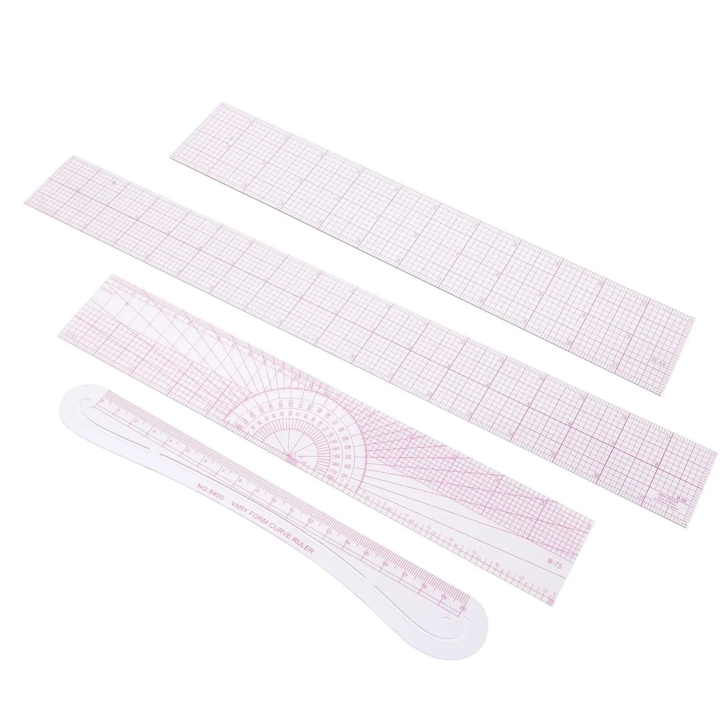 TailorSew – 4-Piece Sewing Ruler Kit