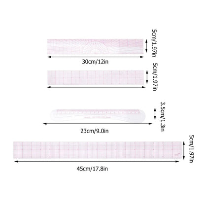 TailorSew – 4-Piece Sewing Ruler Kit