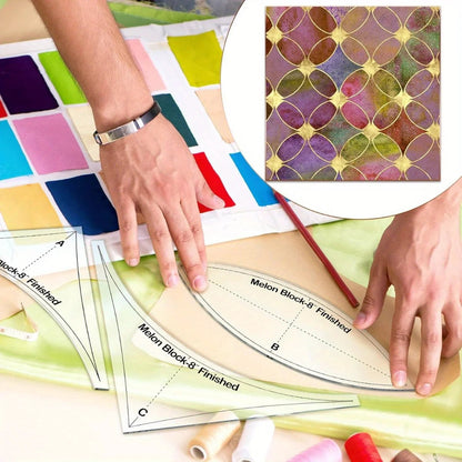 Quiltery – 3pcs Acrylic Quilting Ruler and Template Set