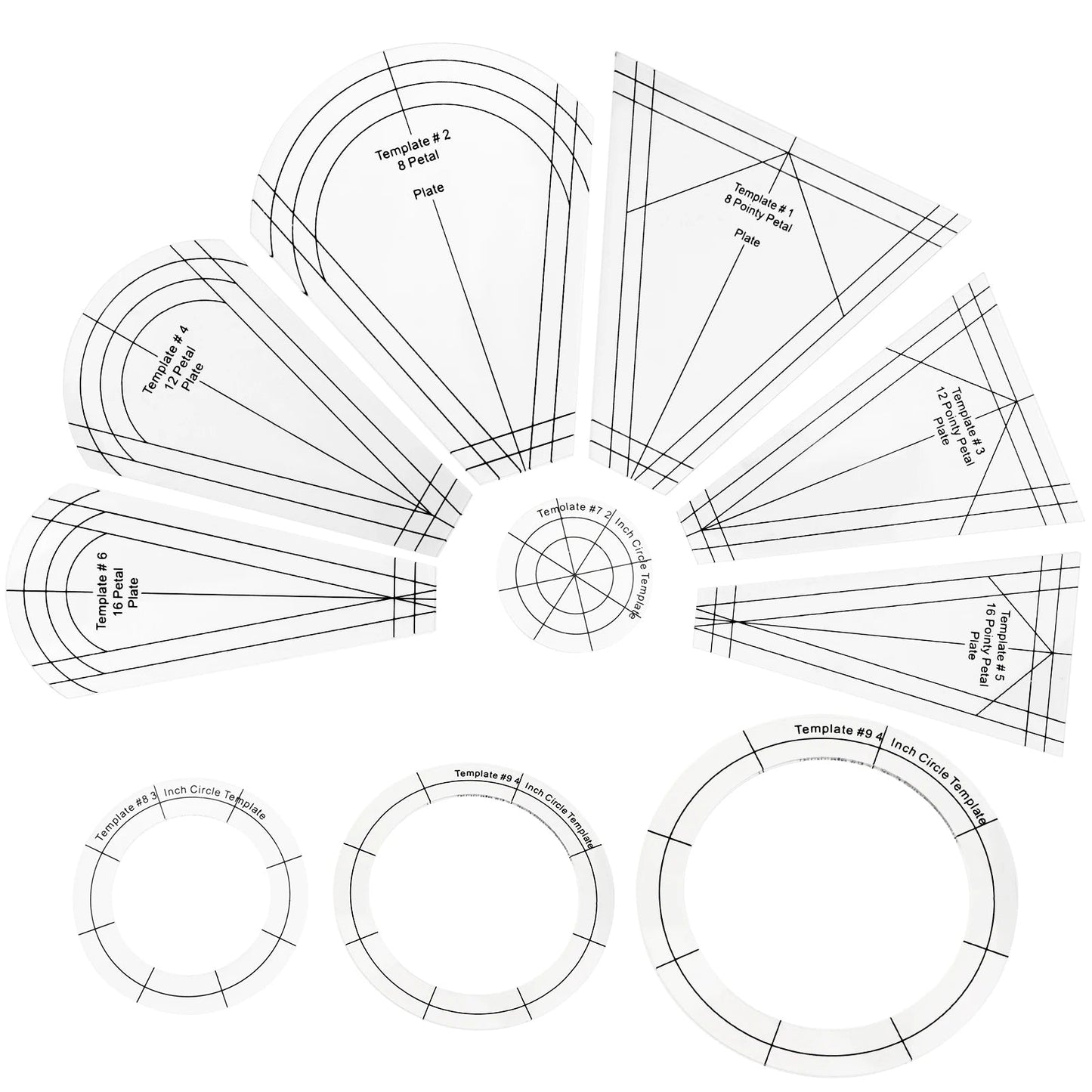 PetaliquePro – 10PCS Acrylic Quilting Template & Ruler Set