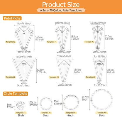 PetaliquePro – 10PCS Acrylic Quilting Template & Ruler Set