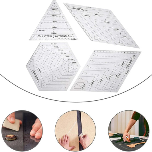 Tailory – 4Pcs Transparent Patchwork Quilting Ruler Set