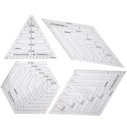 Tailory – 4Pcs Transparent Patchwork Quilting Ruler Set
