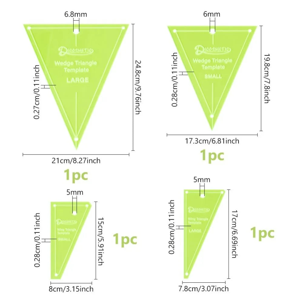 Sewverra – 4Pcs Acrylic Quilting Template & Ruler Set