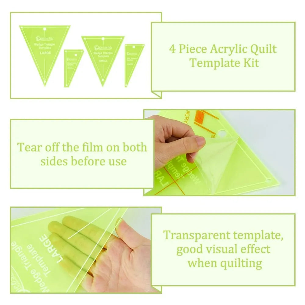 Sewverra – 4Pcs Acrylic Quilting Template & Ruler Set