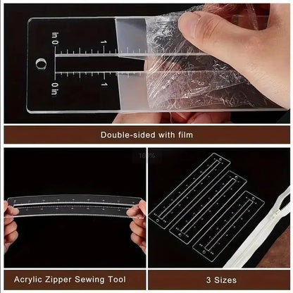 Zippery – 3Pcs Acrylic Zipper Making Template Set