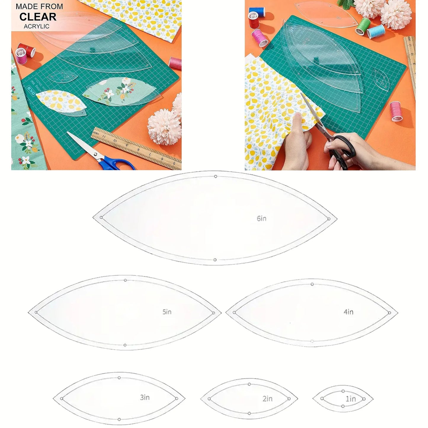 OvalQuilt – Transparent Acrylic Quilting Template Set