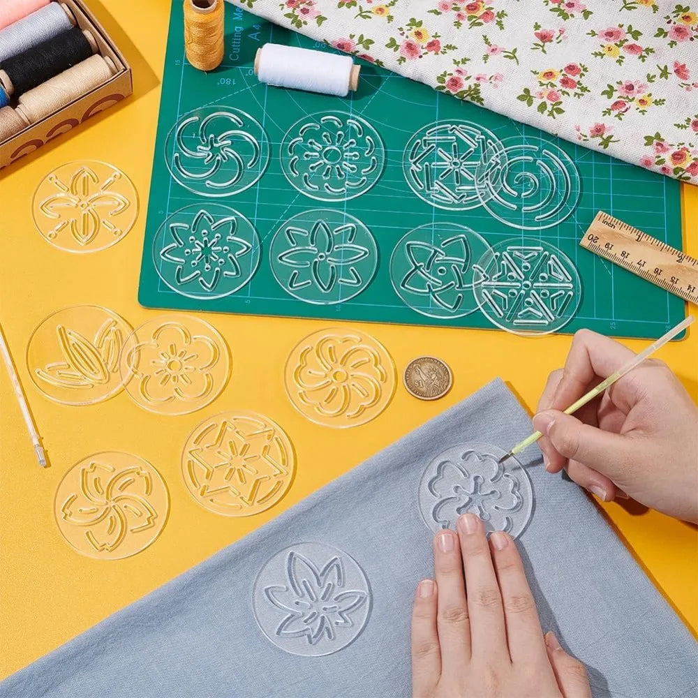 Florry – 16 Piece Acrylic Sashiko Flower Stencil Set