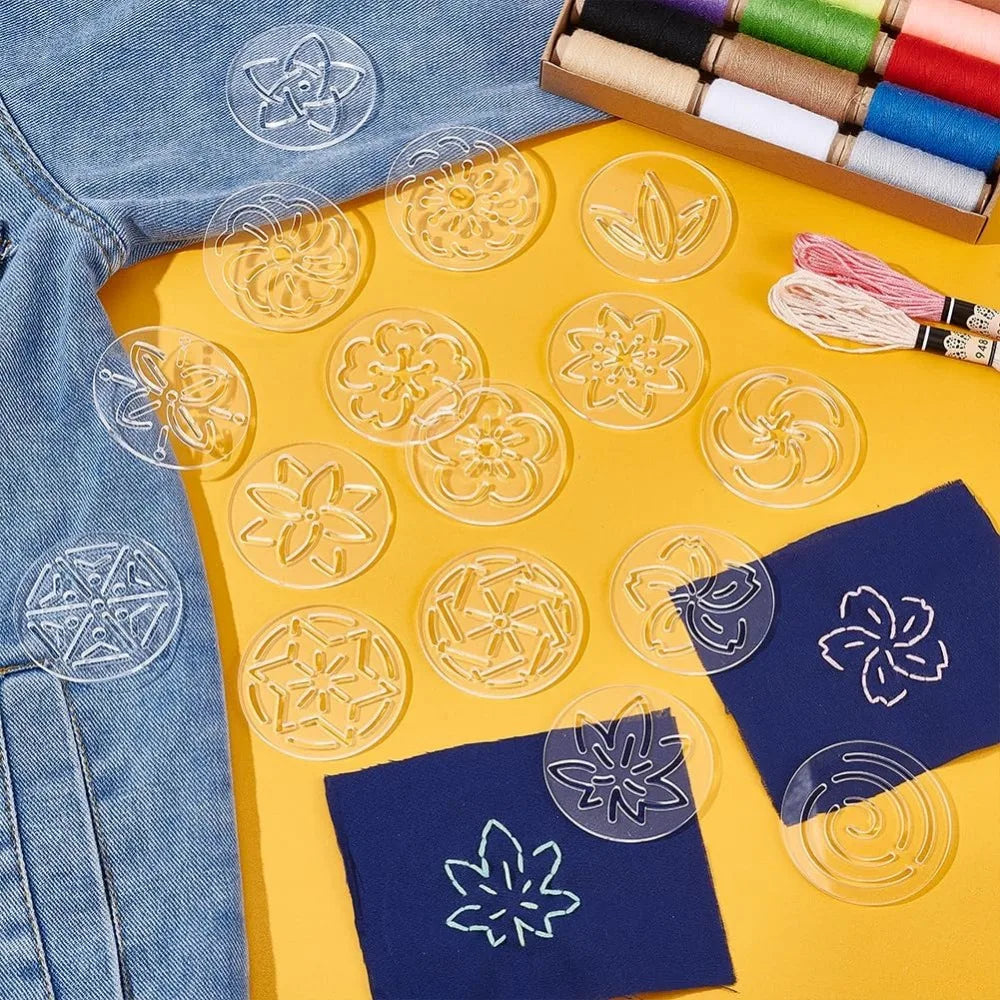 Florry – 16 Piece Acrylic Sashiko Flower Stencil Set