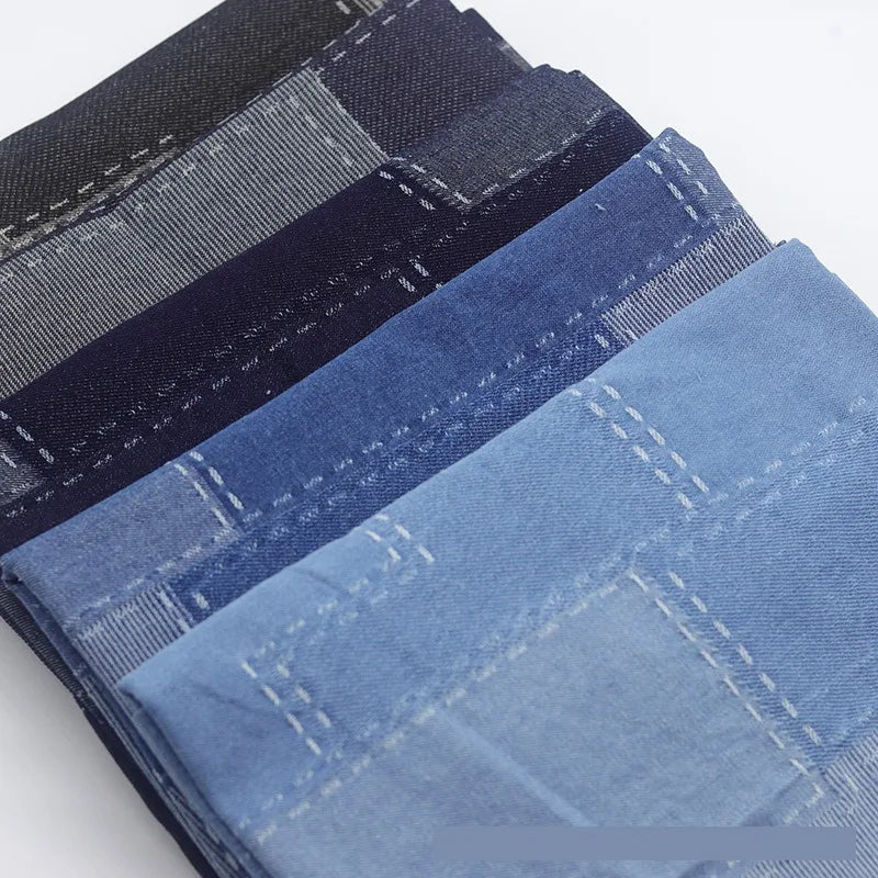 Denimi – Premium Plaid Washed Denim Fabric by the Meter