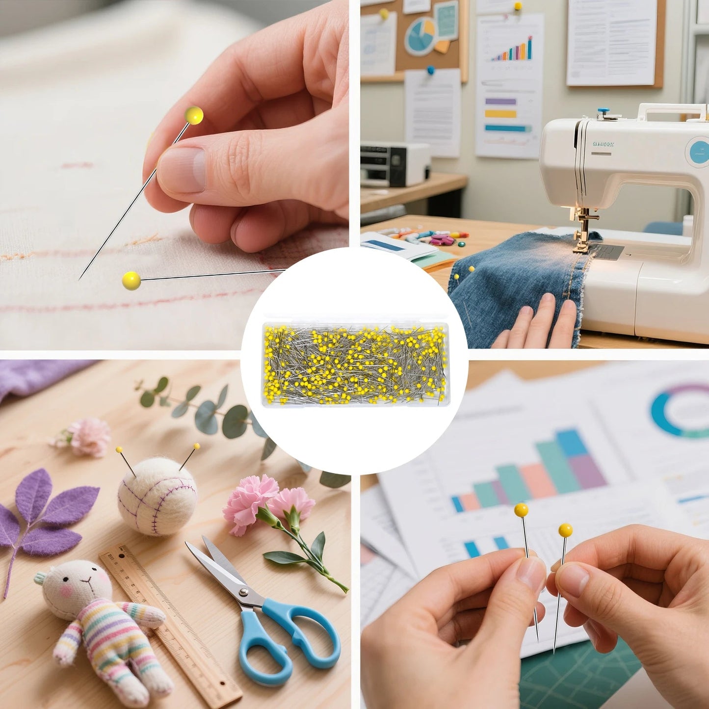 Pinvaras – 500 PCS Stainless Steel Sewing Pins Set