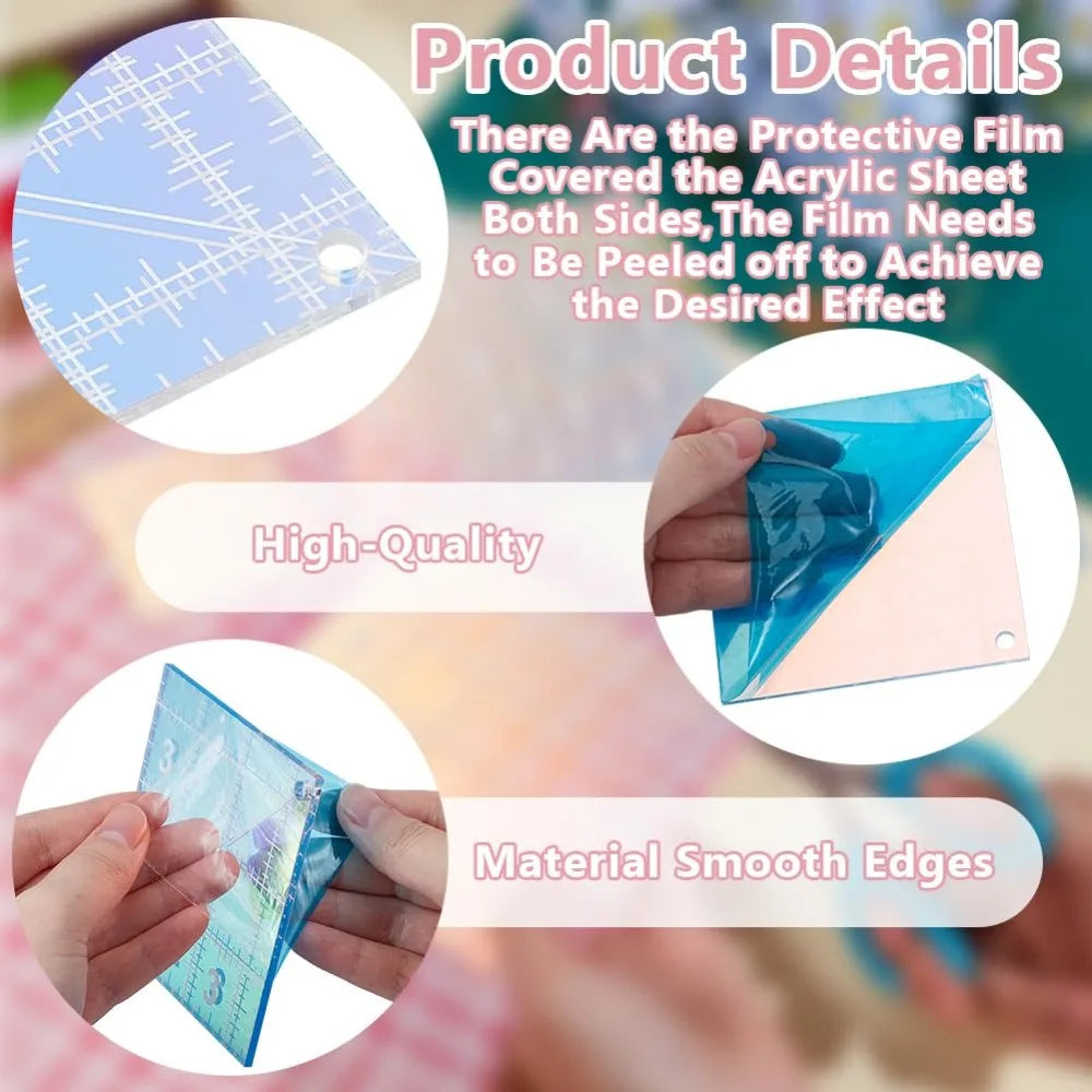 QuiltQuad – 4-Size Acrylic Quilting Template Set