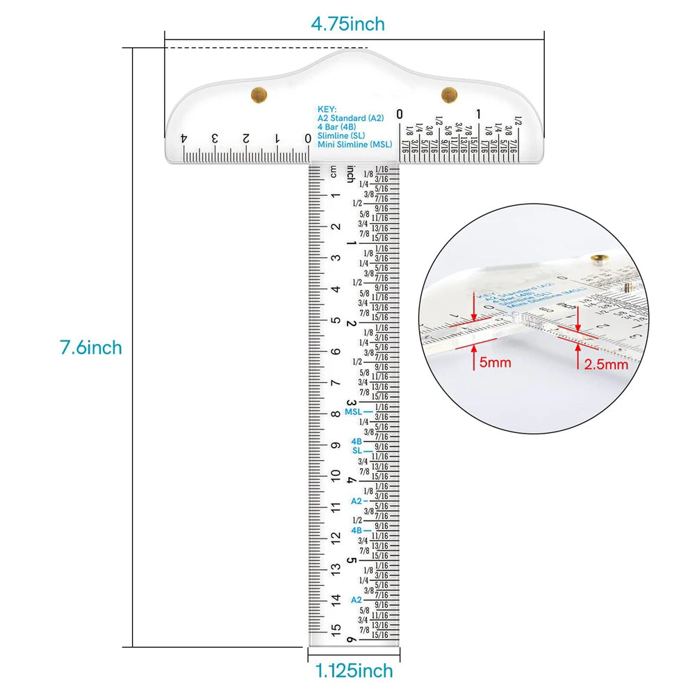 TSight – 6-Inch Clear Acrylic T-Square Ruler