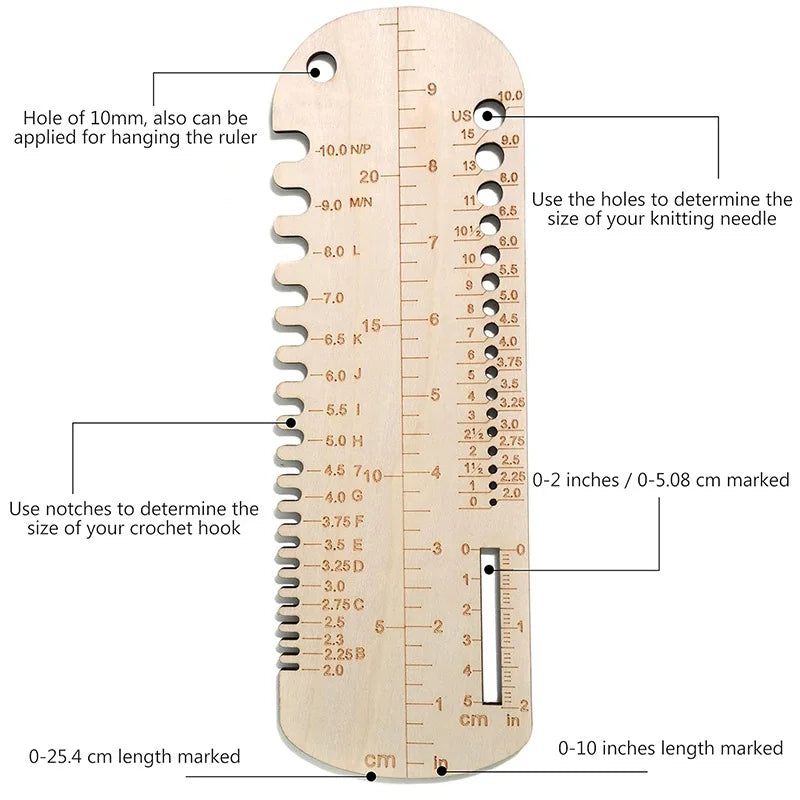 KnittyMeasure – Wooden Sock Measuring Ruler