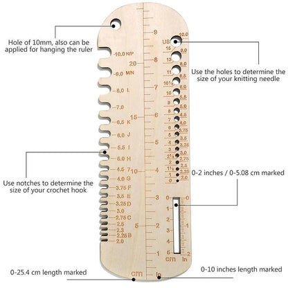KnittyMeasure – Wooden Sock Measuring Ruler