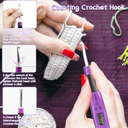 GlowKit – 24pcs LED Crochet Hook Set with Stitch Counter