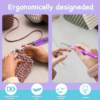 GlowKit – 24pcs LED Crochet Hook Set with Stitch Counter