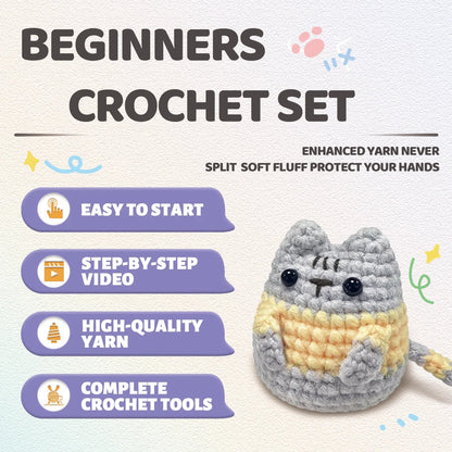 KittyKit – Little Grey Cat Crochet Kit for Beginners