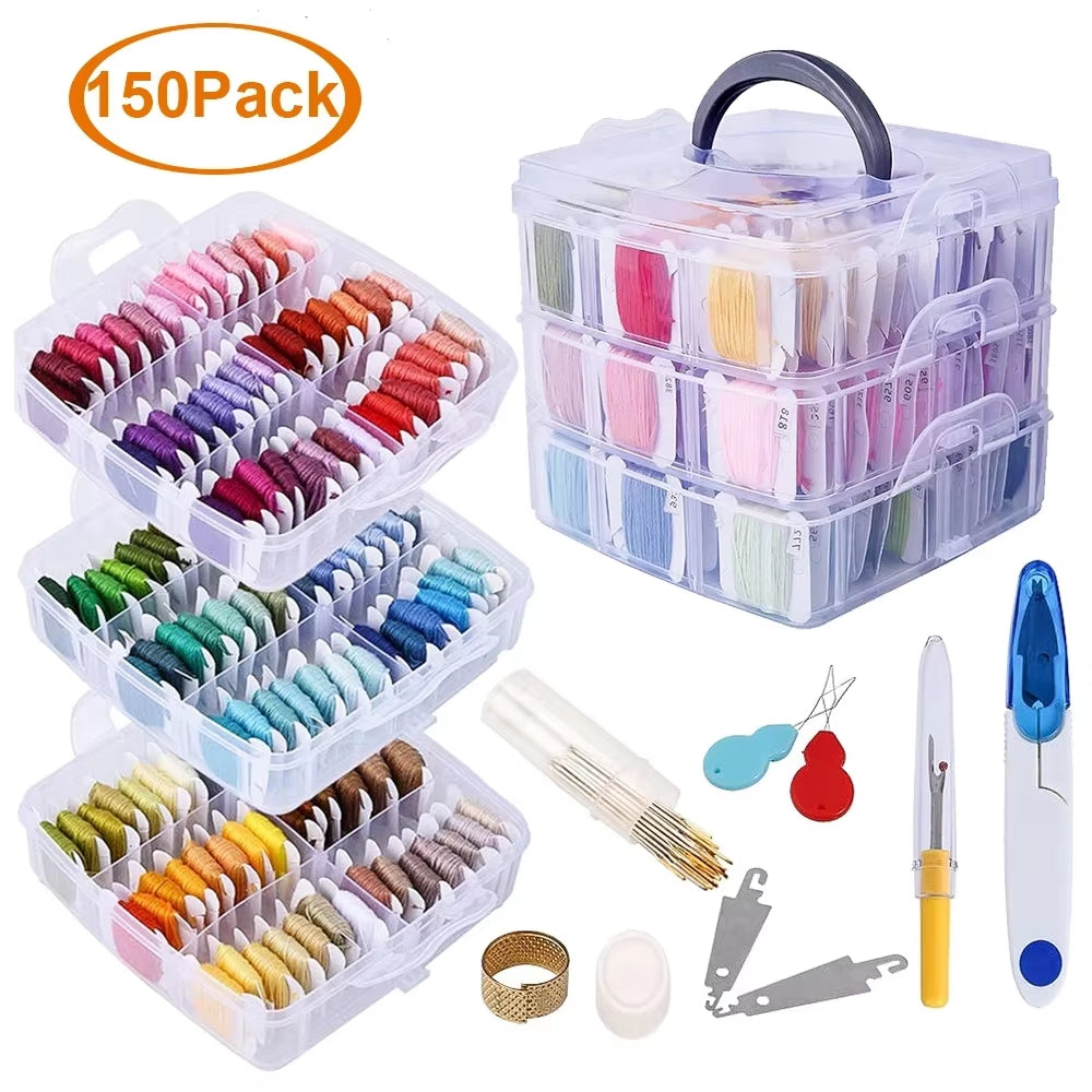 StitchSpec – 150 Color Embroidery Floss Kit with 3