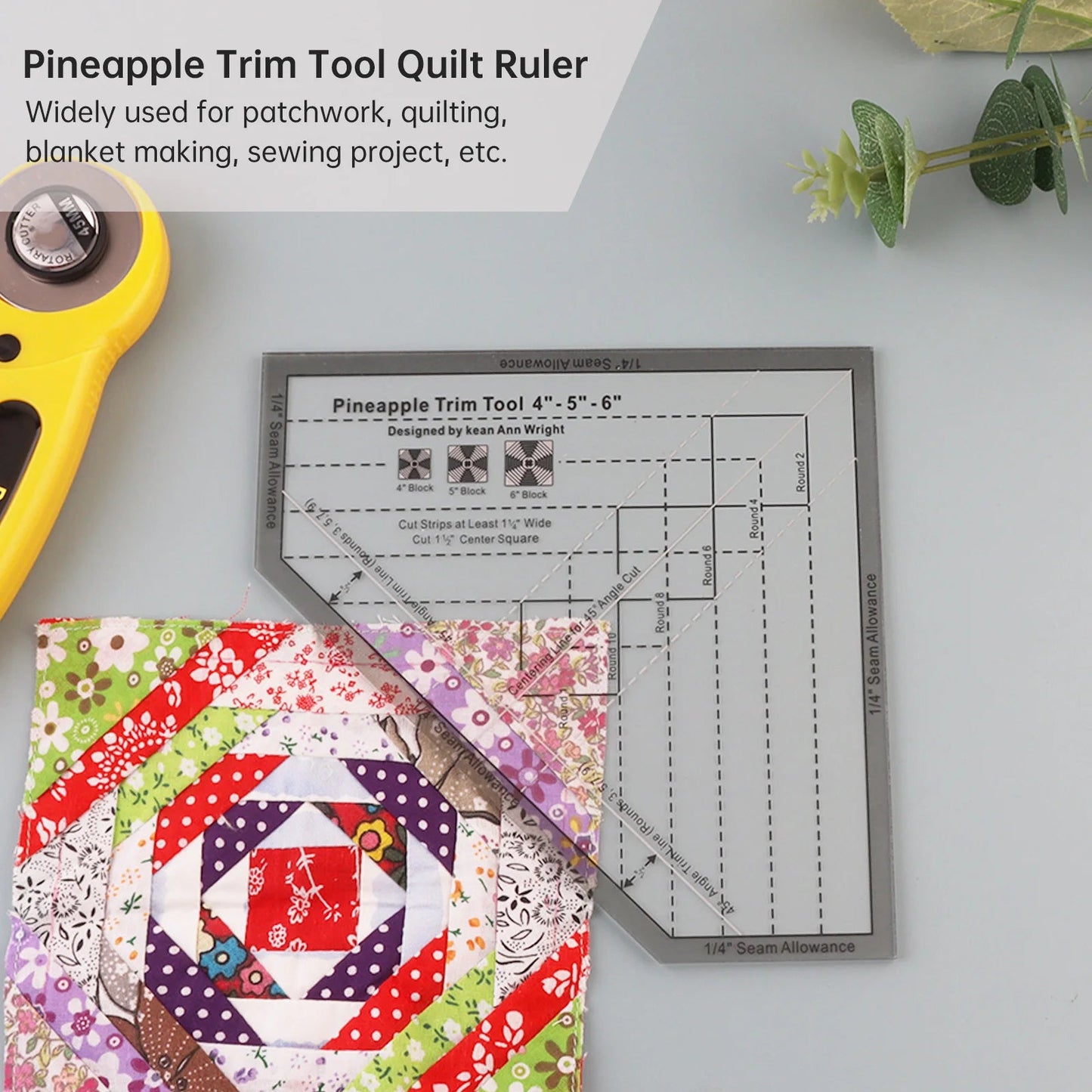 PineCut – Acrylic Pineapple Quilt Guide Template Ruler