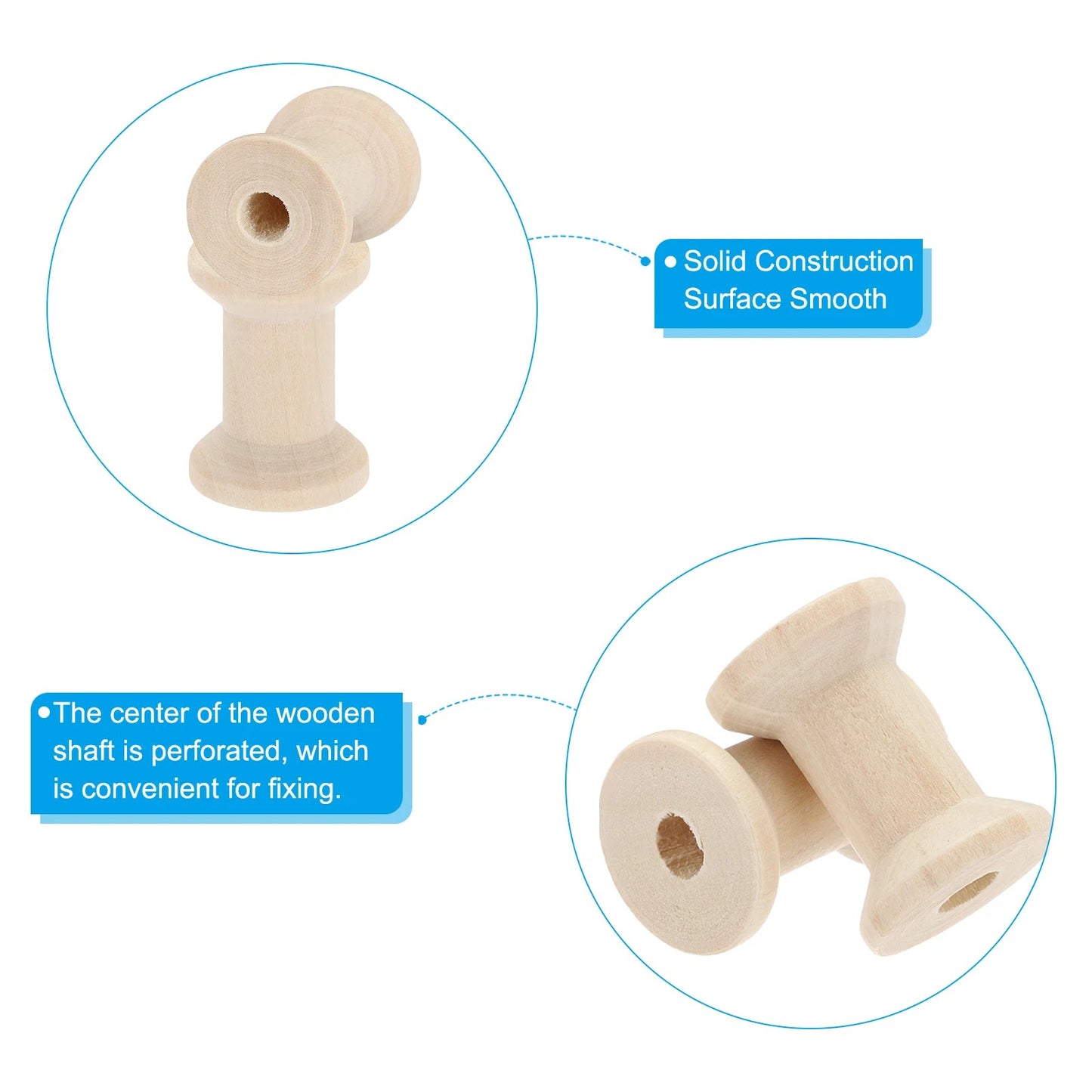 ThreadNatur – 10-Piece Unfinished Wooden Sewing Spool Set