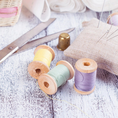 ThreadNatur – 10-Piece Unfinished Wooden Sewing Spool Set