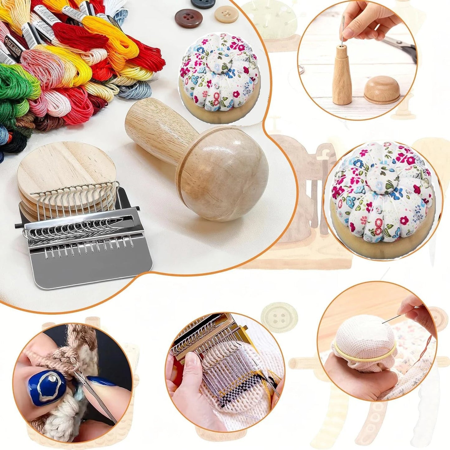 WeaveMend – Wooden Loom & Sewing Repair Tool Set