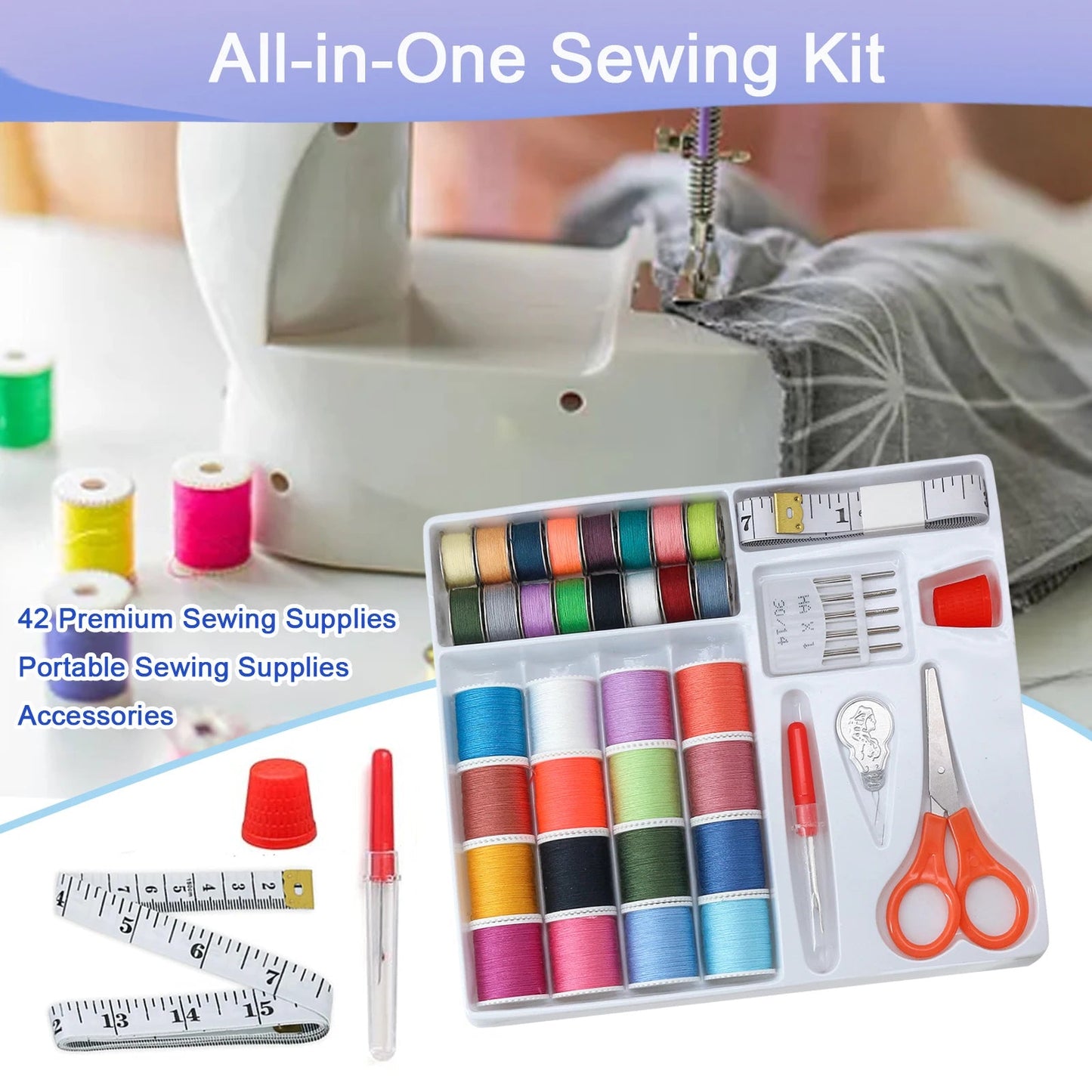 EasyBobbin – 42-Piece Sewing Kit with Prewound Bobbins