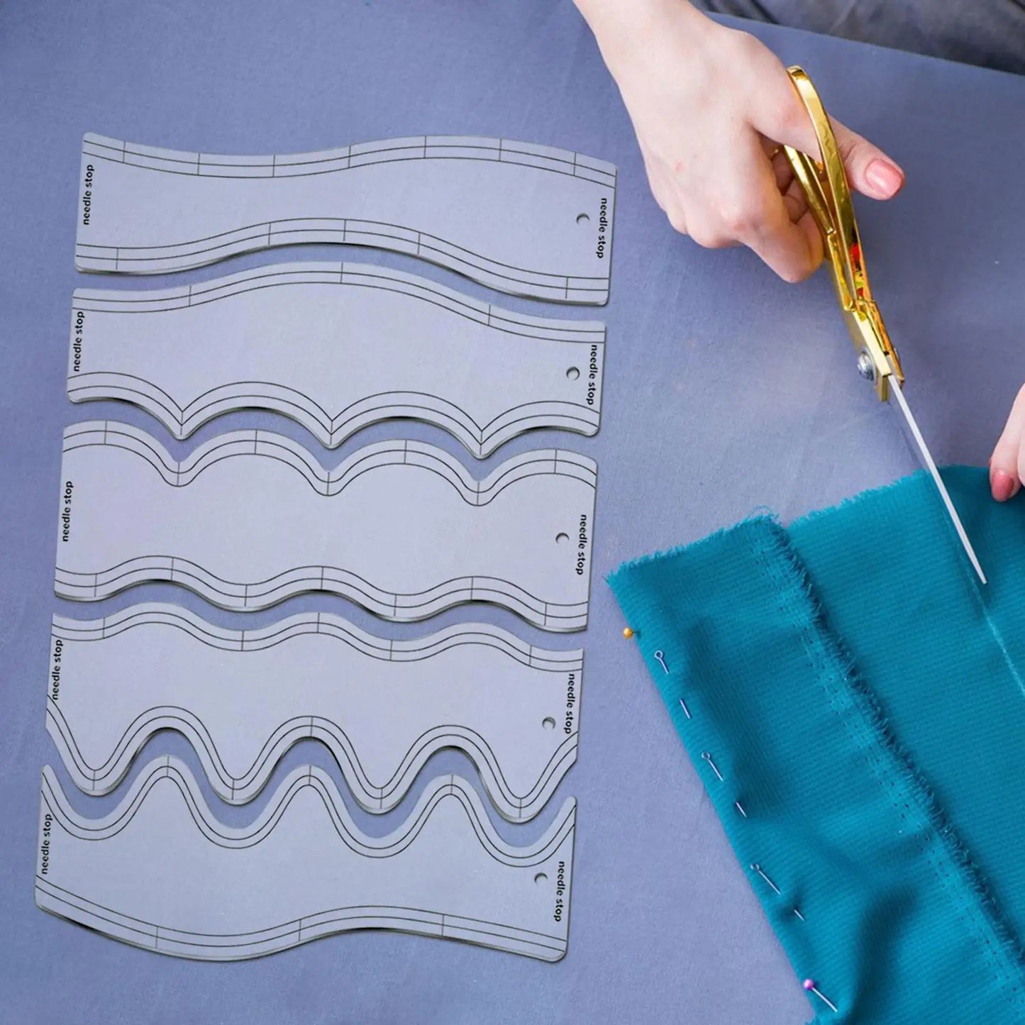 QuiltyFlow – 5-Piece Acrylic Wave Quilting Ruler Set