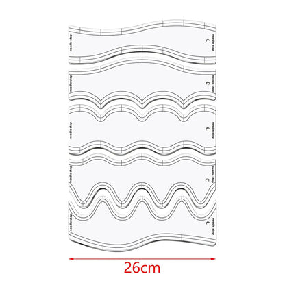 QuiltyFlow – 5-Piece Acrylic Wave Quilting Ruler Set
