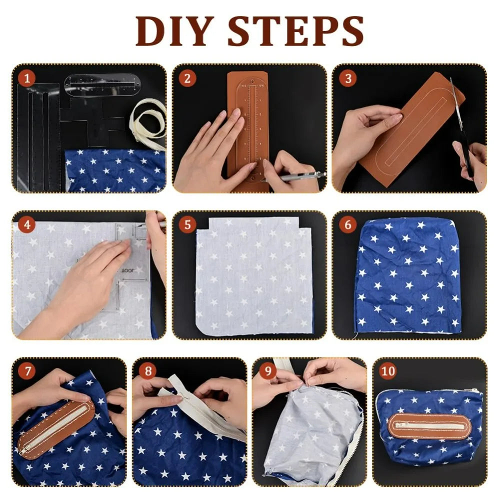 ZippyCraft – 2-Piece Clear Acrylic Zipper Making Template Set